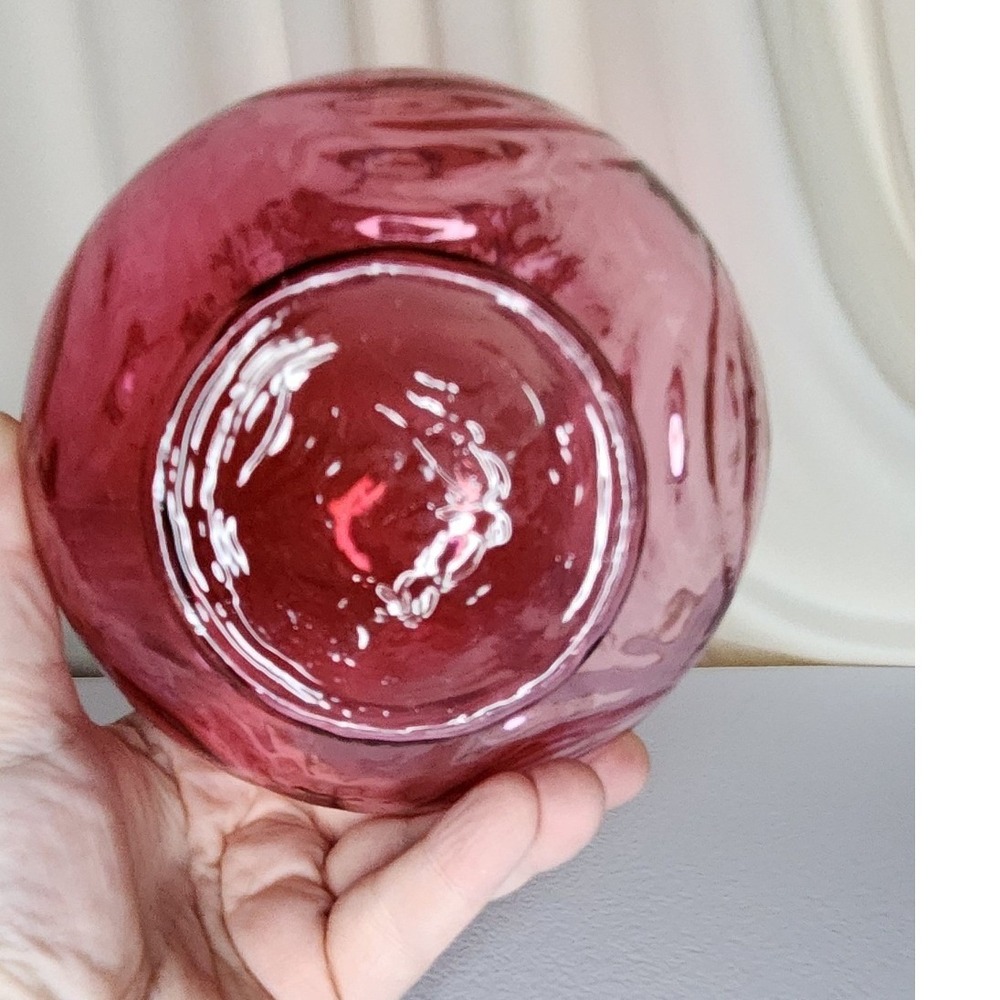 Fenton Cranberry Drape Ruffled Edge Vase - Picture 3 of 4